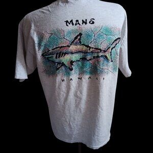 Vintage Men's T-shirt XL Single Stitch Crazy Shirts Hawaii Mano Shark USA 1980's